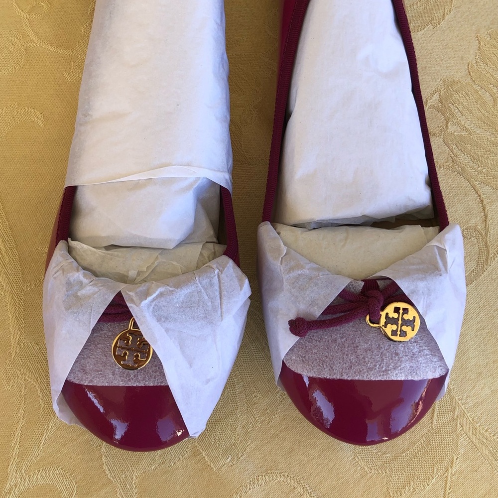 Raspberry Patent Leather Tory Burch Flats Women’s Size: 9